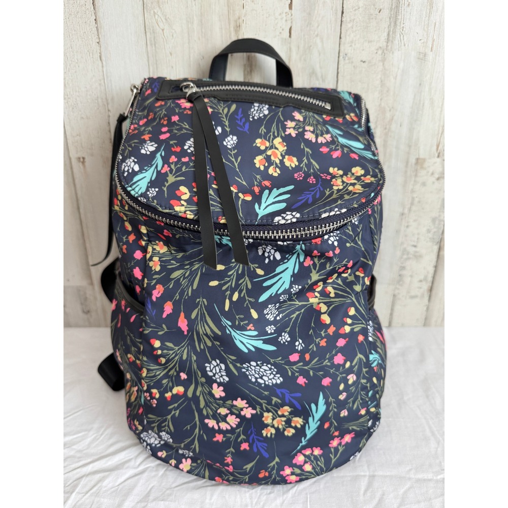 Aimee Kestenberg Sardinia Backpack Large Black Multi Ditsy Floral Boho Nylon